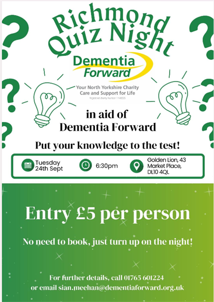 RICHMOND QUIZ NIGHT IN AID OF DEMENTIA FORWARD.