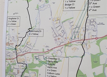 Grit bin map of locations of grit bins in the Colburn area