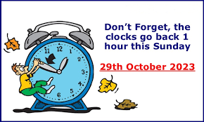 CLOCKS GO BACK THIS SUNDAY 1 HOUR